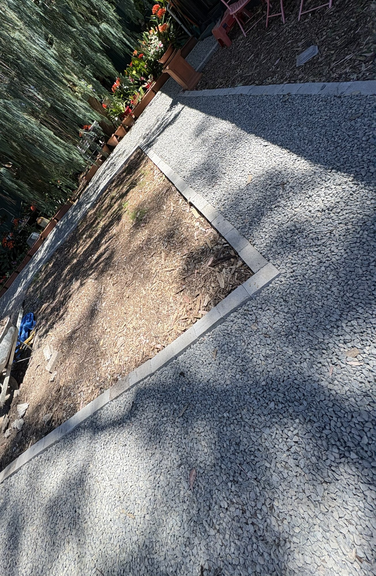 Blue metal pathway